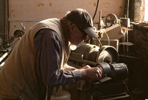 At the grinder